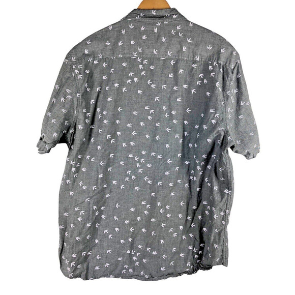 Carbon XXL 2XL Mens Shirt Bird Print Button Down Gray Short Sleeve 100% Cotton - Picture 8 of 8